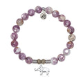 Lepidolite Quartz Gemstone Bracelet with Lucky Elephant Cutout Sterling Silver Charm