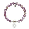 Lepidolite Quartz Gemstone Bracelet with Prayers of Angels Sterling Silver Charm