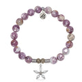 Lepidolite Quartz Gemstone Bracelet with Renewal Sterling Silver Charm