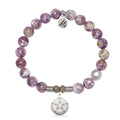Lepidolite Quartz Gemstone Bracelet with Sand Dollar CZ Sterling Silver Charm