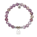 Lepidolite Quartz Gemstone Bracelet with Unbreakable Friendship Sterling Silver Charm
