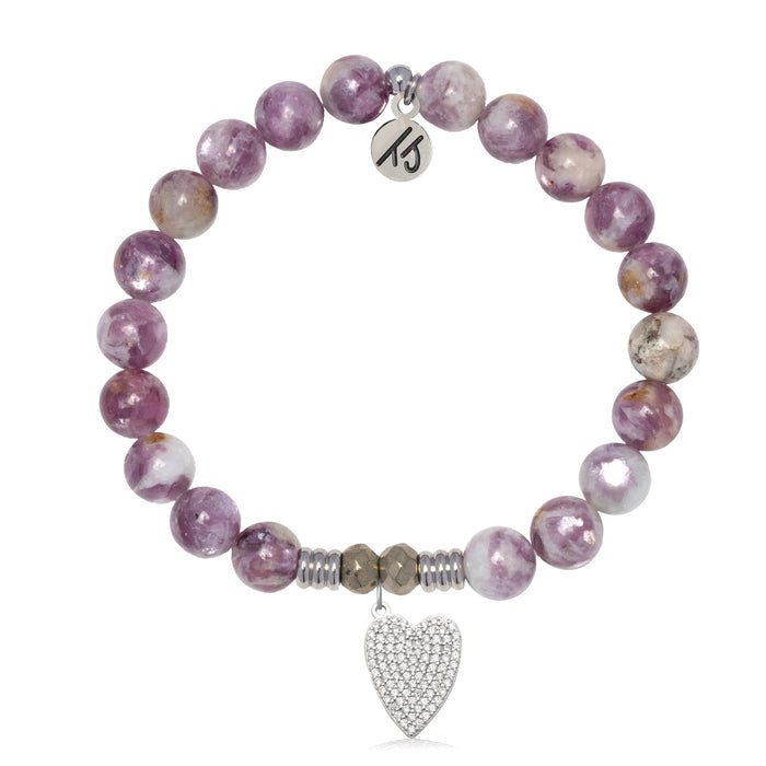 Lepidolite Quartz Gemstone Bracelet with You Are Loved Sterling Silver Charm