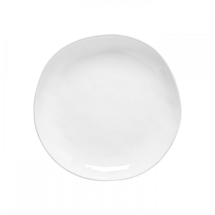 White Livia 11-inch dinner plate from Costa Nova's Casafina dinnerware collection, featuring a sleek and elegant design.