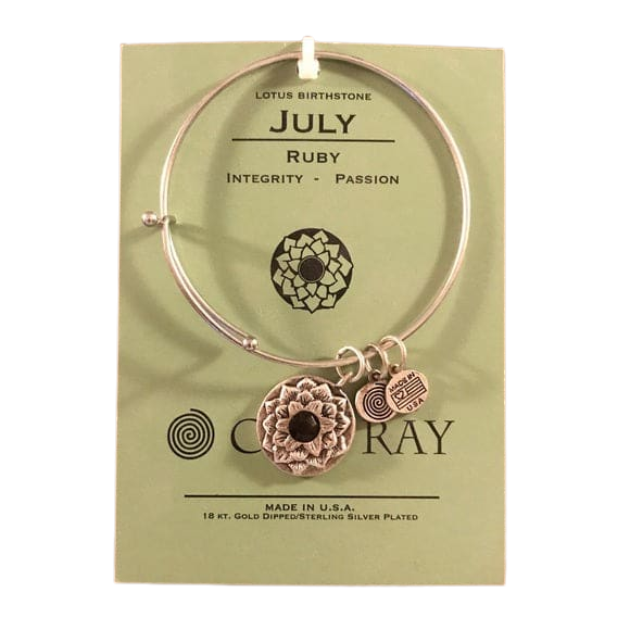 Lotus Birthstone Swarovski Bangle Bracelet