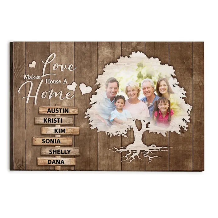 Love Makes House A Home - Personalized Canvas, Gift For Family