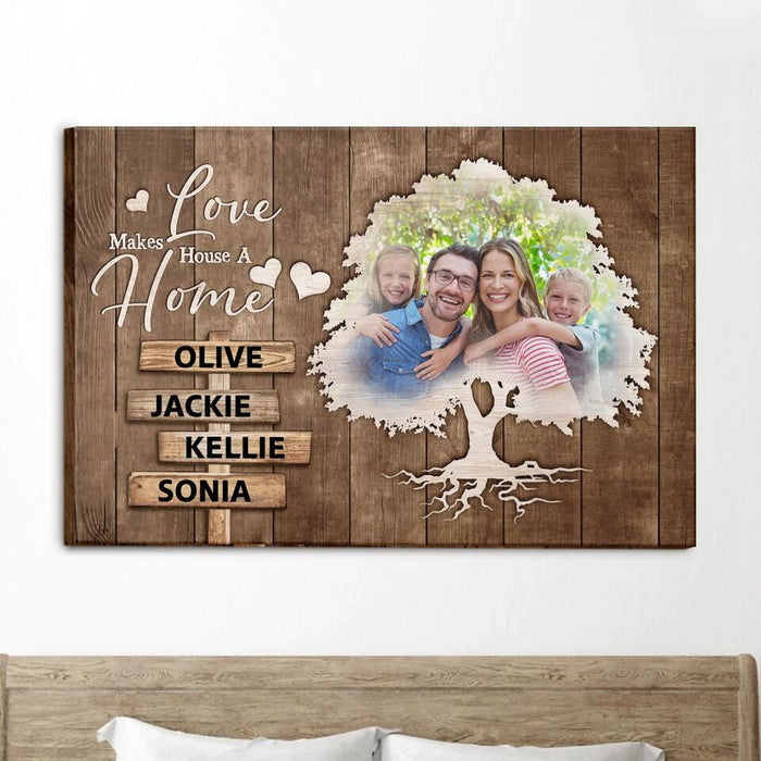 Love Makes House A Home - Personalized Canvas, Gift For Family