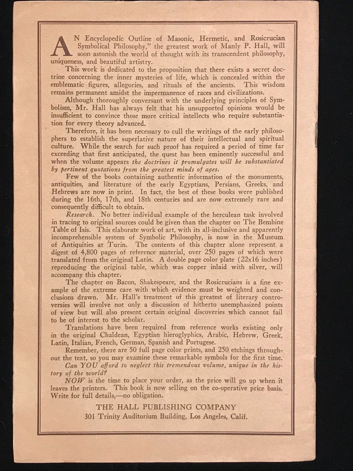 MANLY P. HALL - THE ALL-SEEING EYE, 1927 - OCCULT MYSTICISM SPIRITISM MAGAZINE