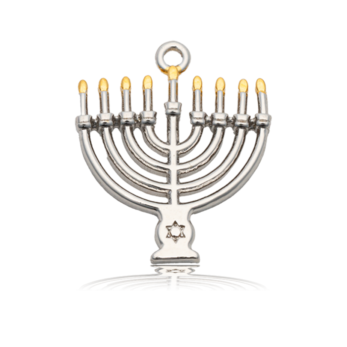 Mauve Jade Gemstone Bracelet with Menorah Sterling Silver Charm