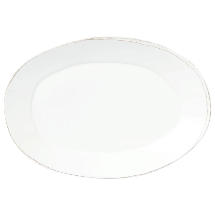 Vietri Melamine Lastra White Oval Platter for serving food, durable and stylish serveware for table presentation.