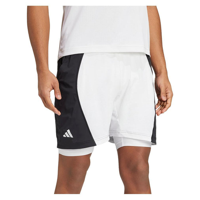 Mens 9 Inch Short and Tight Tennis Set White and Black