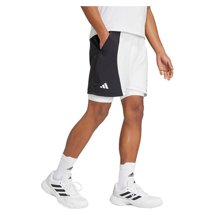 Mens 9 Inch Short and Tight Tennis Set White and Black