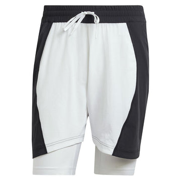 Mens 9 Inch Short and Tight Tennis Set White and Black