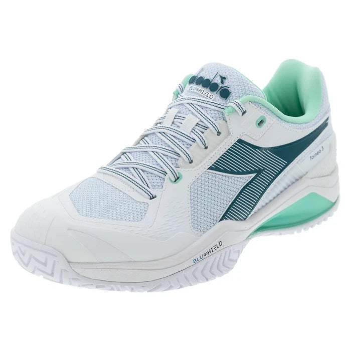 Men's Blushield Torneo 3 Court Shoes White and Shaded Spruce