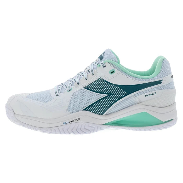Men's Blushield Torneo 3 Court Shoes White and Shaded Spruce