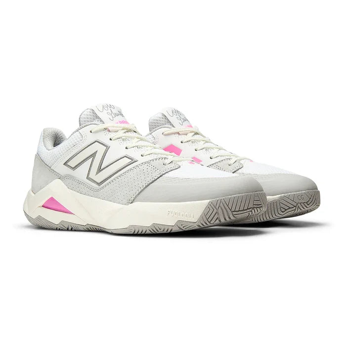 Men's Coco Delray 2E Width Court Shoes NB White and Pink Heat
