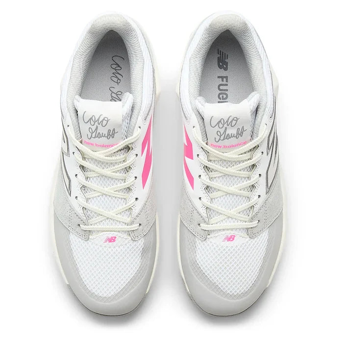 Men's Coco Delray D Width Court Shoes NB White and Pink Heat