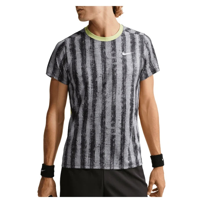 Men's Court Dri-FIT Victory Printed Top, Nike, 254 Medium Ash/Lt Lemon Twist, Pickleball Express, IM6086-H26-254-MEDIUM-ASH-LT-LEMON-TWIST-1