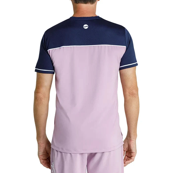 Men's Lionel Short Sleeve Pickleball Tee Lavender Mist and Chalk