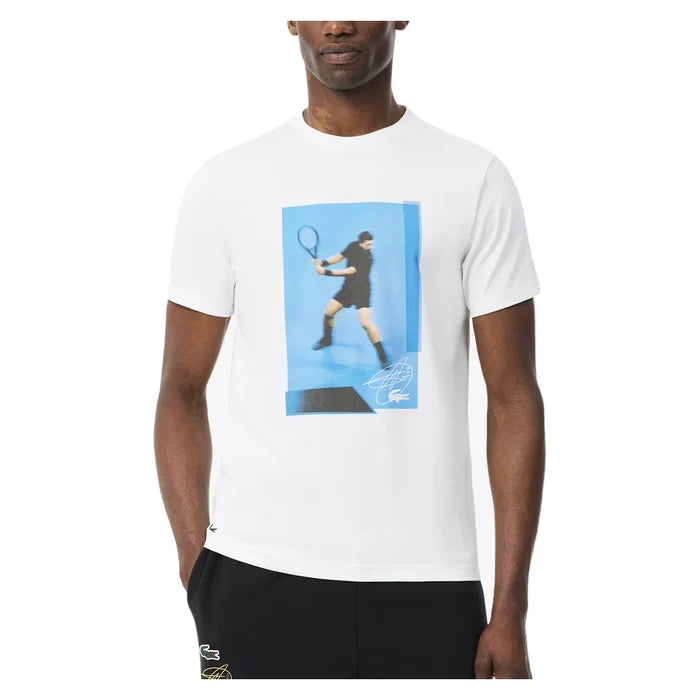 Men's Novak Djokovic Signature Tee White, Lacoste, Pickleball Express, TH6746-001F26-1