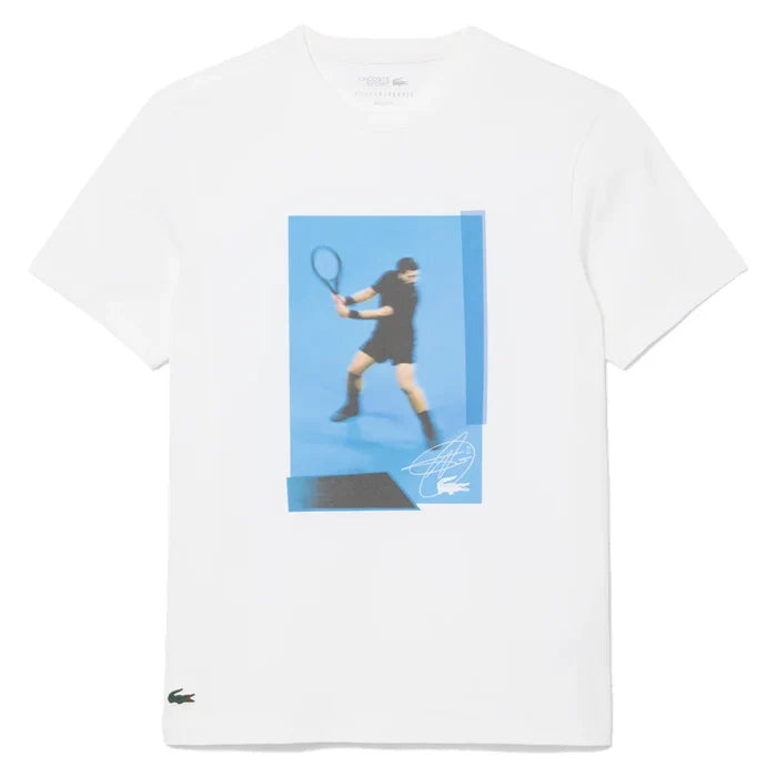 Men's Novak Djokovic Signature Tee White, Lacoste, White, Pickleball Express, TH6746-001F26-WHITE-1