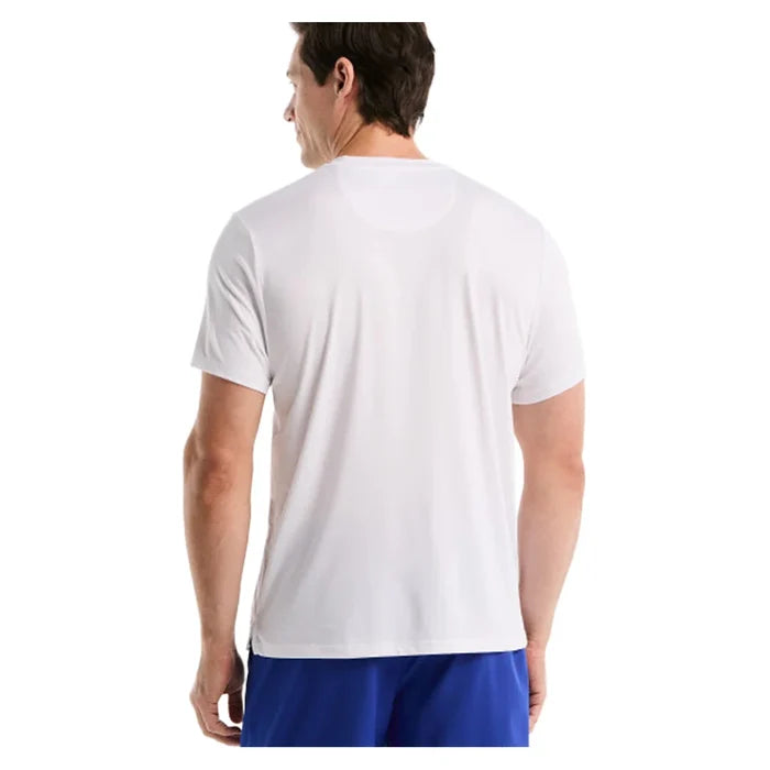 Men's Performance Chest Blocked 3 Snap Henley Tennis Polo Bright White
