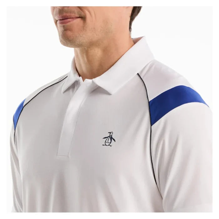 Men's Raglan Stripe Tennis Polo Bright White