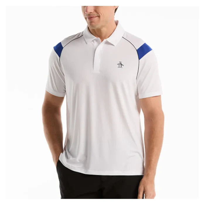 Men's Raglan Stripe Tennis Polo Bright White