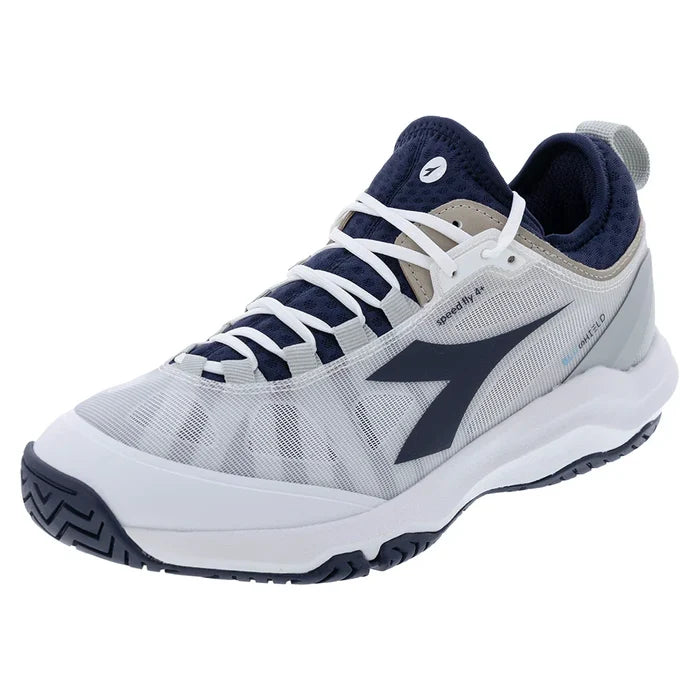 Men's Speed Blushield Fly 4 Court Shoes White and Blue Corsair
