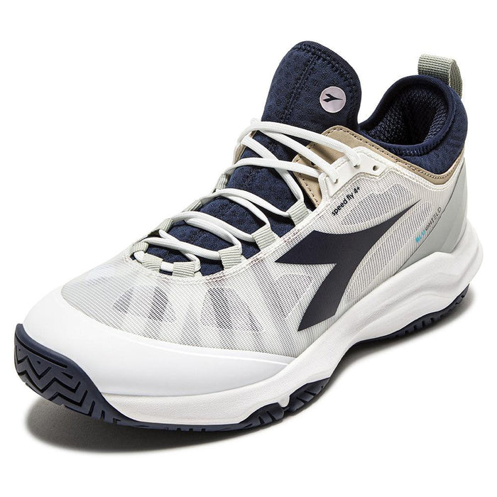 Men's Speed Blushield Fly 4 Court Shoes White and Blue Corsair