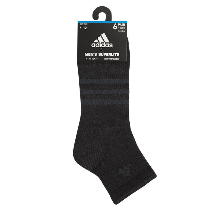 Men's Superlite 3.0 6 Pack Quarter Socks Black and Night Grey
