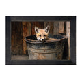 Metal Bucket with Baby Fox - Framed Art