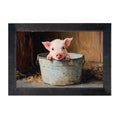 Metal Bucket with Baby Pig - Framed Art