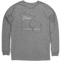Midwest MN WI River Home Unisex LS  Canvas Tee, Black Outline