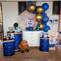 Mocsicka Cute Brown Bear Happy Birthday Decorations Party Round Cover-Mocsicka Party