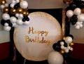 Mocsicka Glitter Golden Happy Birthday Party Round Cover Backdrop-Mocsicka Party