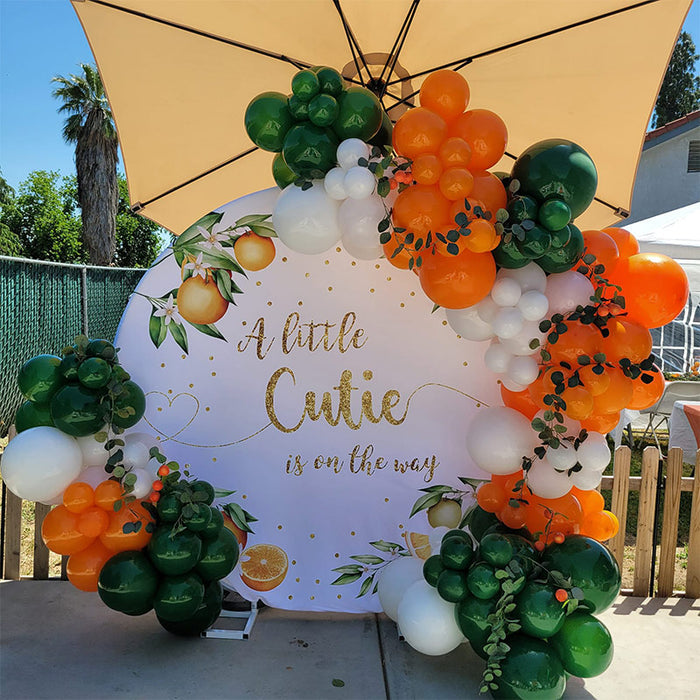 Mocsicka Orange Baby Shower Decorations Party Round Cover-Mocsicka Party