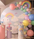 Mocsicka Umbrella Falling Hearts Rainbow White Clouds Round Cover Backdrop for Birthday Decoartion-Mocsicka Party