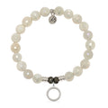 Moonstone Gemstone Bracelet with Good Karma Sterling Silver Charm