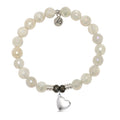 Moonstone Gemstone Bracelet with Love the Life You Live Sterling Silver Charm