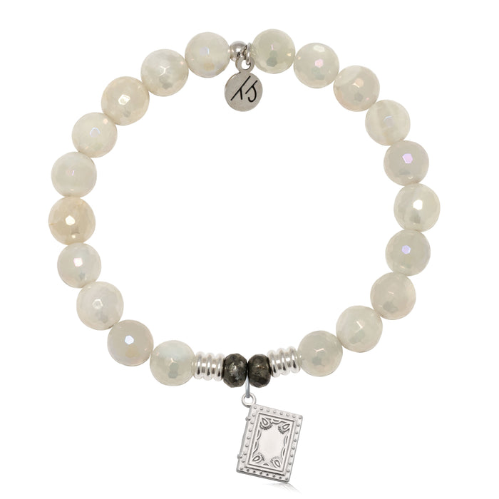 Moonstone Gemstone Bracelet with Memories Sterling Silver Charm