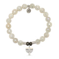 Moonstone Gemstone Bracelet with Menorah Sterling Silver Charm