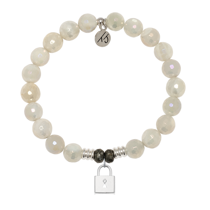 Moonstone Gemstone Bracelet with Unbreakable Friendship Sterling Silver Charm