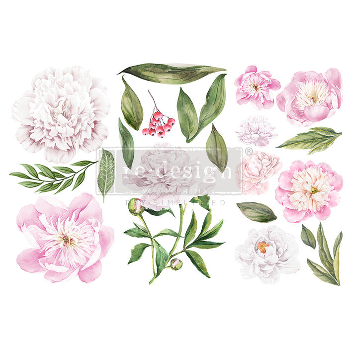 Morning Peonies - Redesign with Prima Mini Decor Transfer 6" x 12" - Piglet's Closet