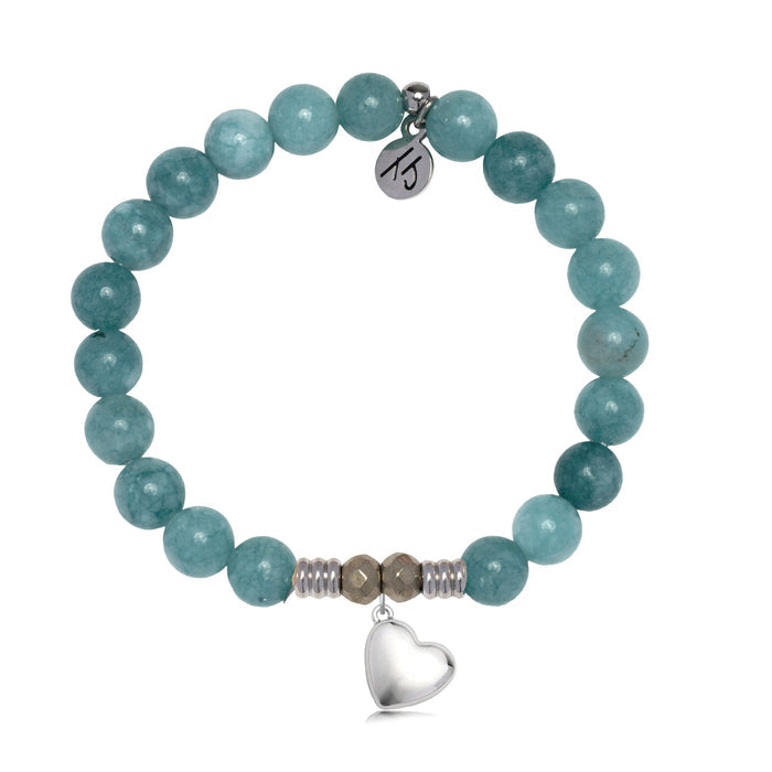Mountain Jade Gemstone Bracelet with Love the Life You Live Sterling Silver Charm