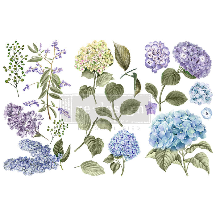 Mystic Hydrangea - Redesign with Prima Mini Decor Transfer 6" x 12" - Piglet's Closet