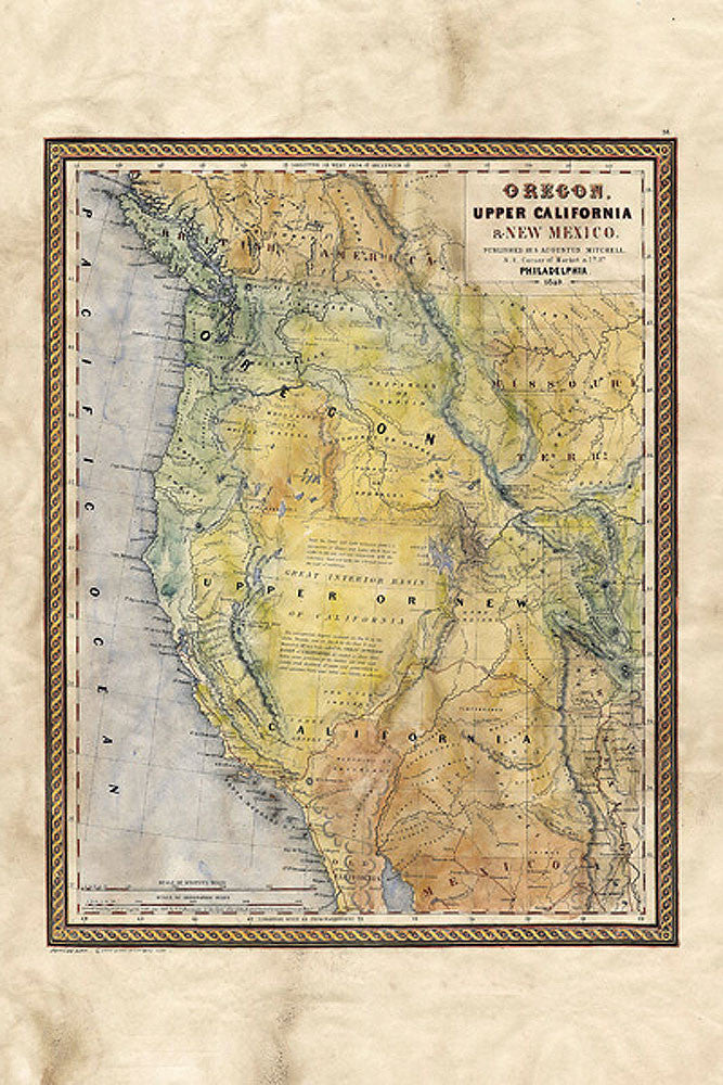 Oregon Upper California Map by Lisa Middleton