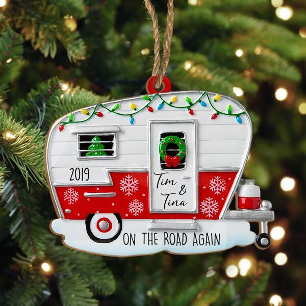 Personalized Camping Car Christmas - Wooden Ornament