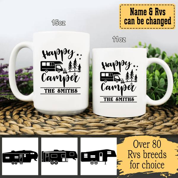 Personalized Camping Mug-Happy Camper