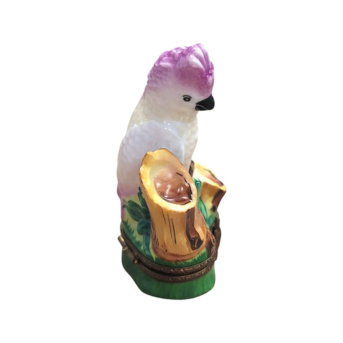 Another view of the Pink Cockatoo Limoges trinket box