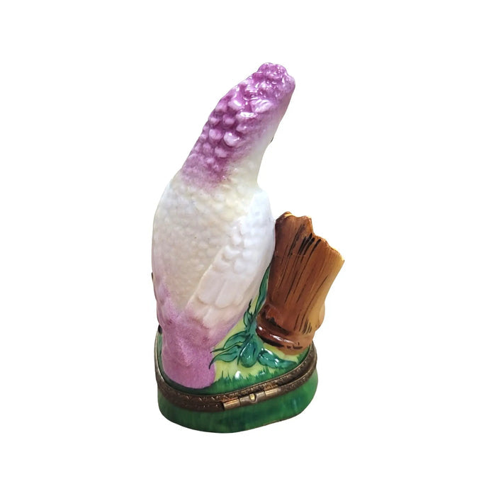 Pink Cockatoo porcelain box from Limoges, alternate view